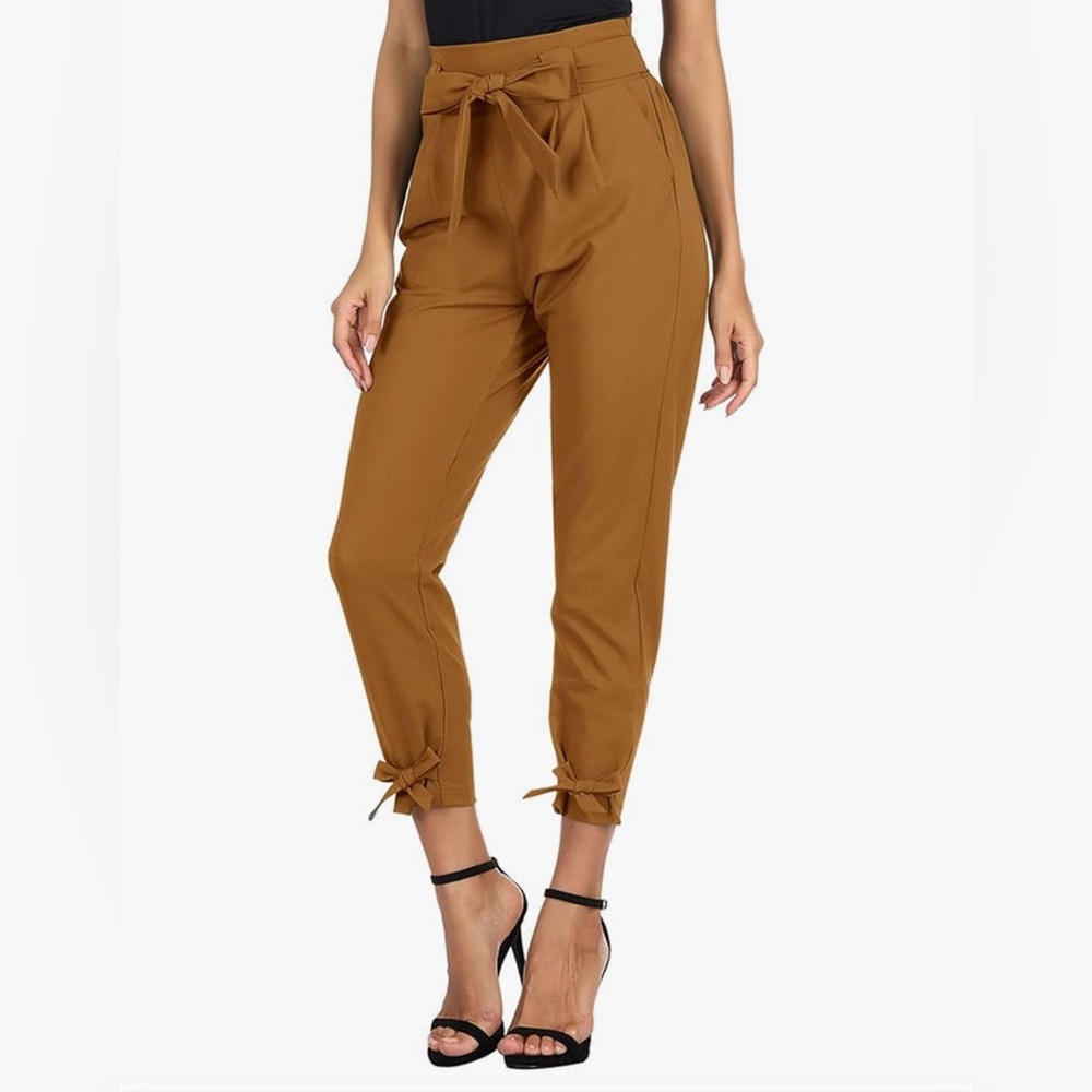 Stylish Tan Women's Tie-Waist Pants